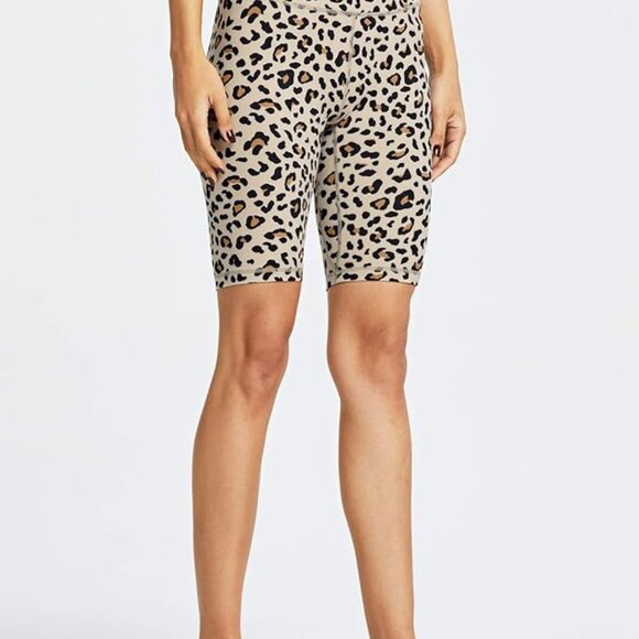 ZUTY 10" Biker Shorts Women High Waisted khaki leopard - Picture 1 of 7